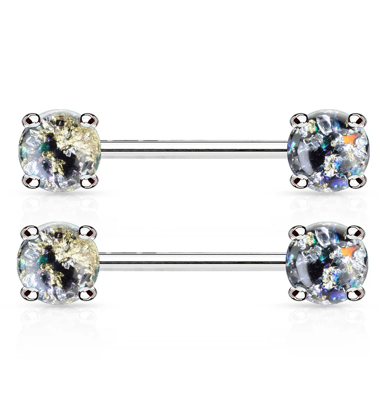 14G Black Glitz Nipple Ring Barbell
