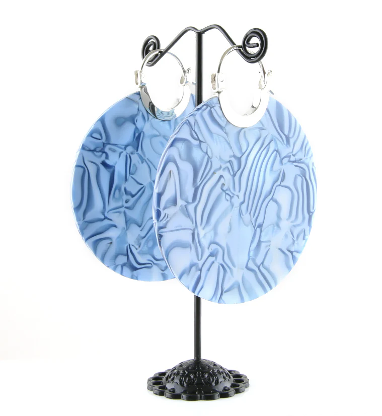 14G Blue Schizo Acetate Disk Earrings - Image 2