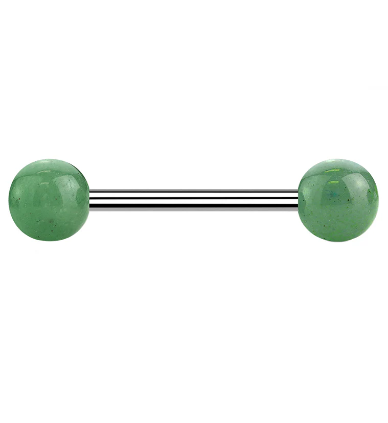 14G Double Aventurine Stone Stainless Steel Barbell