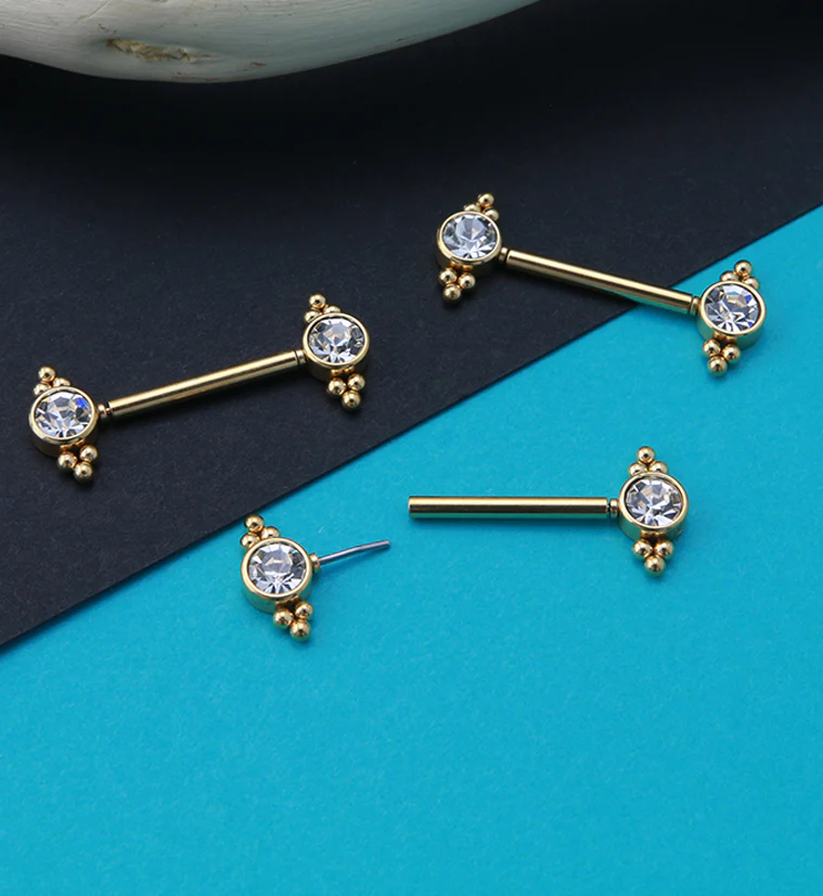 14G Gold PVD Covey Threadless Nipple Ring Barbells - Image 2