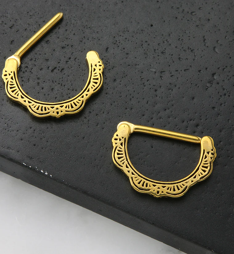 14G Gold PVD Fraise Nipple Clicker - Image 2