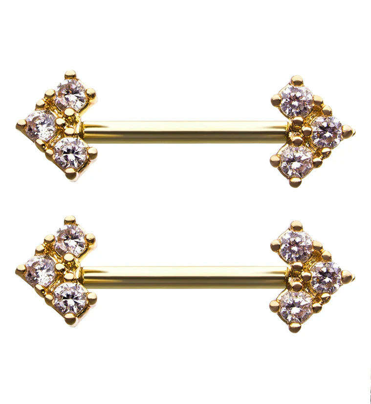 14G Gold PVD Quill Nipple Ring Barbell