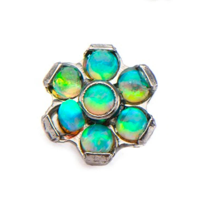 14G Green Opal Flower Titanium Bezel End
