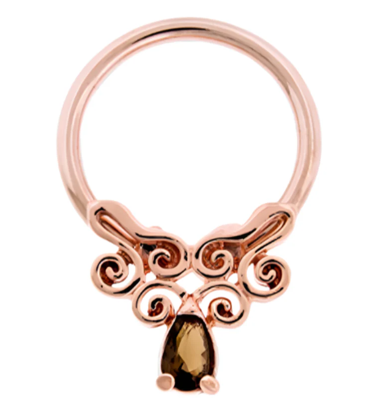 Rose Gold PVD Filigree Gem Captive Ring