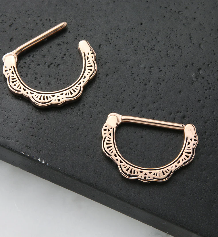 14G Rose Gold PVD Fraise Nipple Clicker - Image 2
