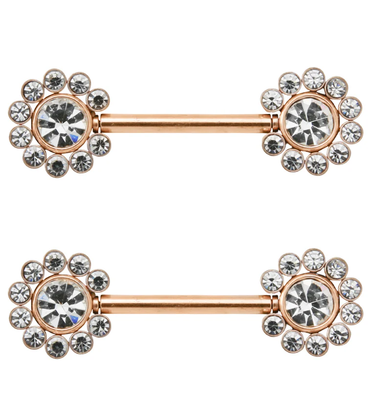 14G Rose PVD Cirque Threadless Nipple Ring Barbells
