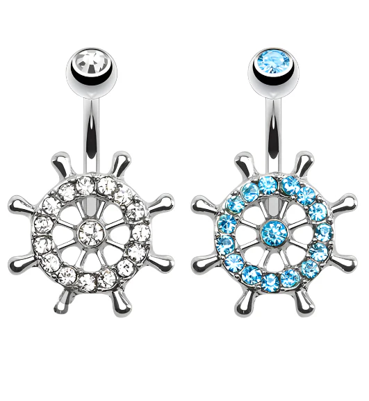 14G Ships Wheel Belly Button Ring