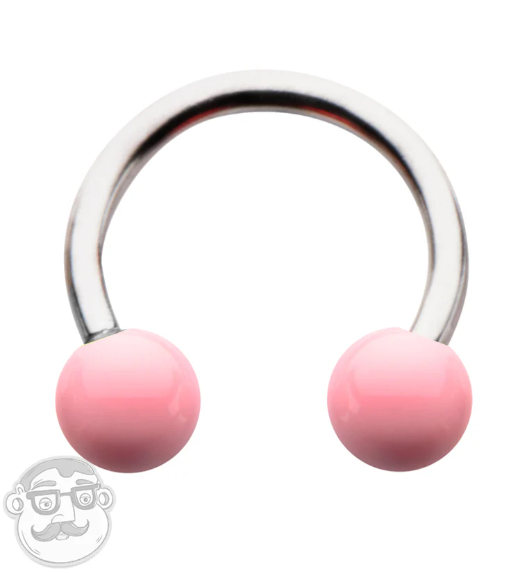 Pink Ceramic Stainless Steel Circular Barbell
