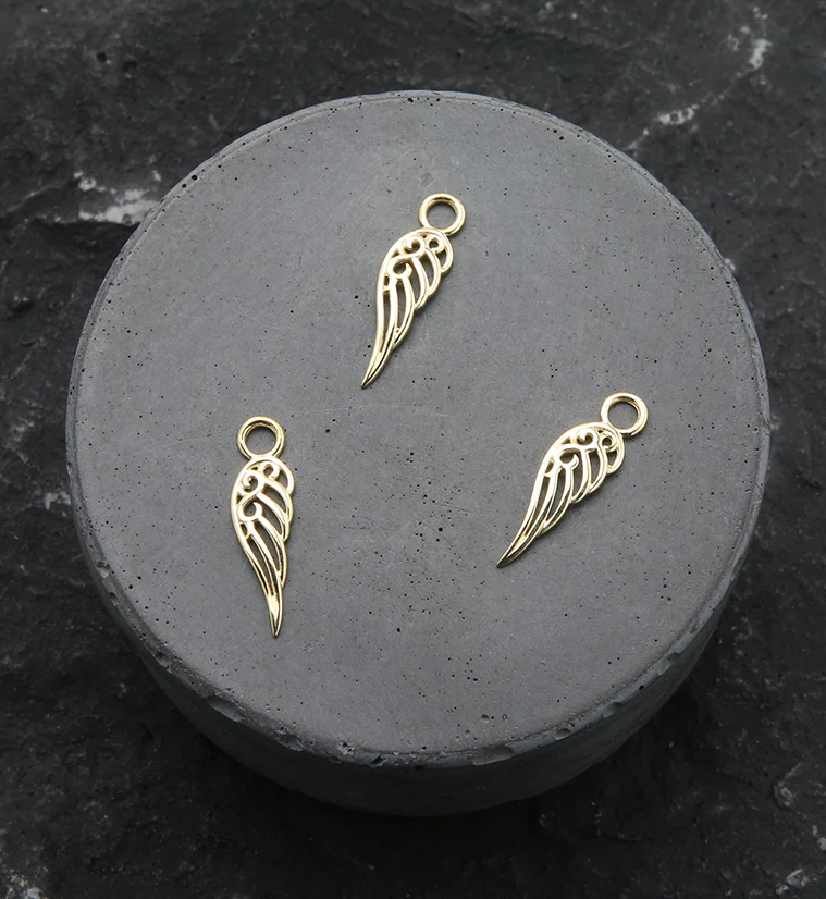 14kt Gold Angel Wing Charm - Image 2