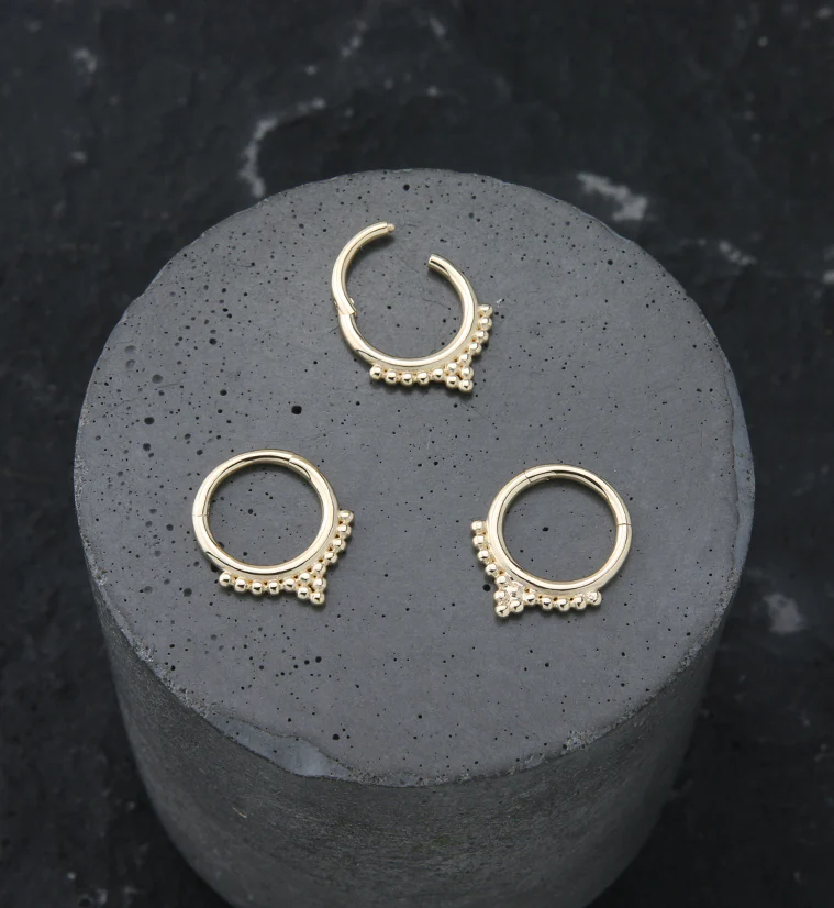 14kt Gold Beaded Hinged Segment Ring - Image 2