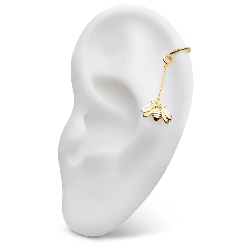 14kt Gold Bee Dangle Chain Charm - Image 3