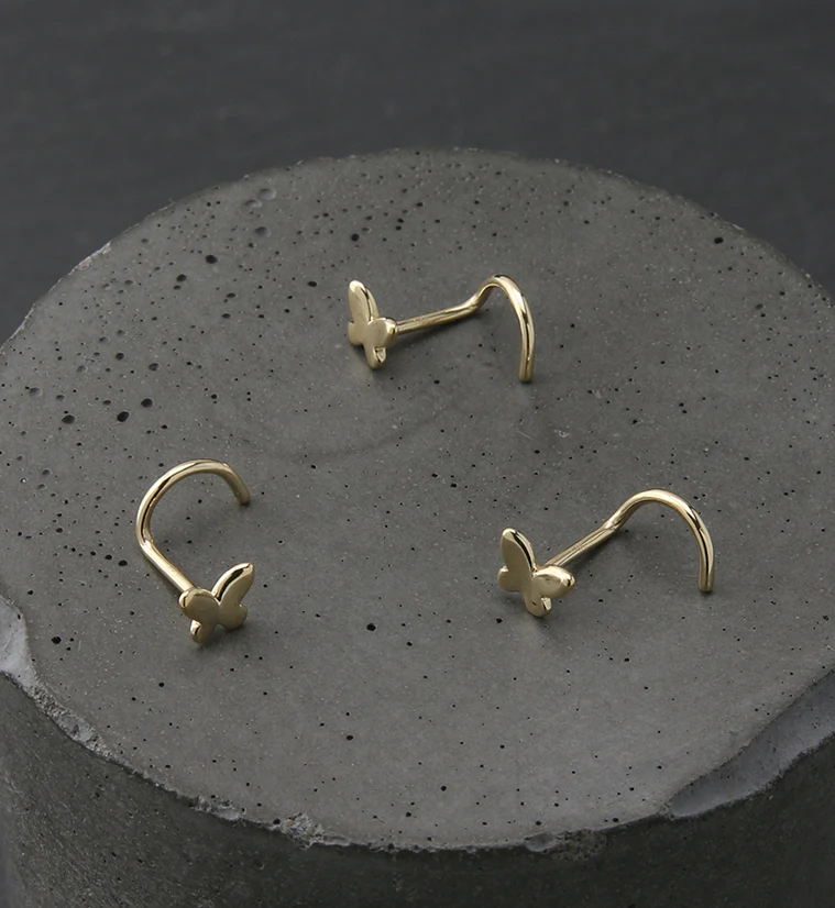 14kt Gold Butterfly Nose Screw - Image 2