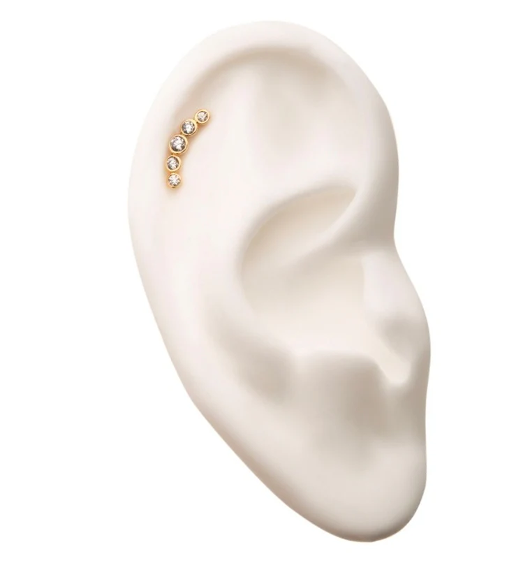 14kt Gold Cinque CZ Threadless Top - Image 3