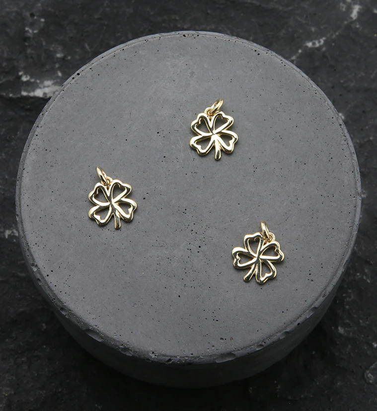 14kt Gold Clover Dangle Charm - Image 2