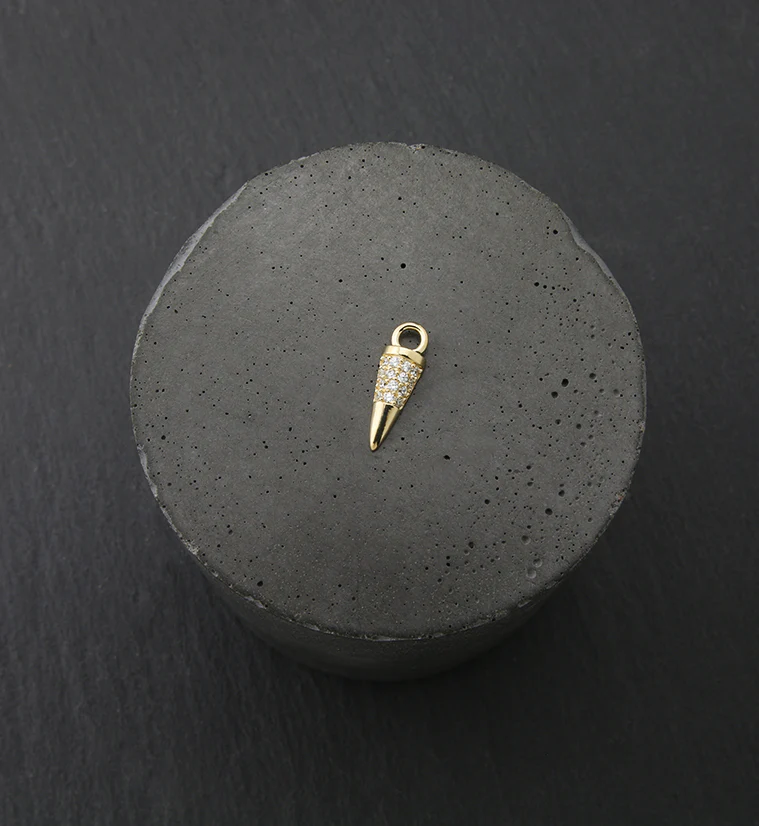 14kt Gold Cone CZ Charm - Image 2