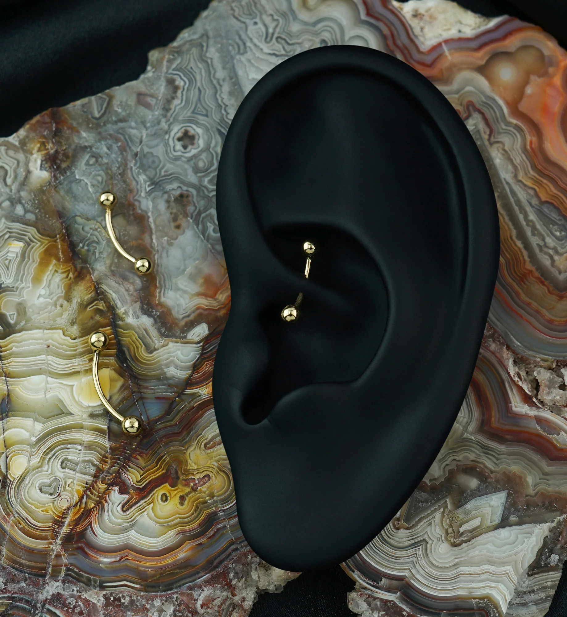 14kt Gold Curved Barbell - Image 2