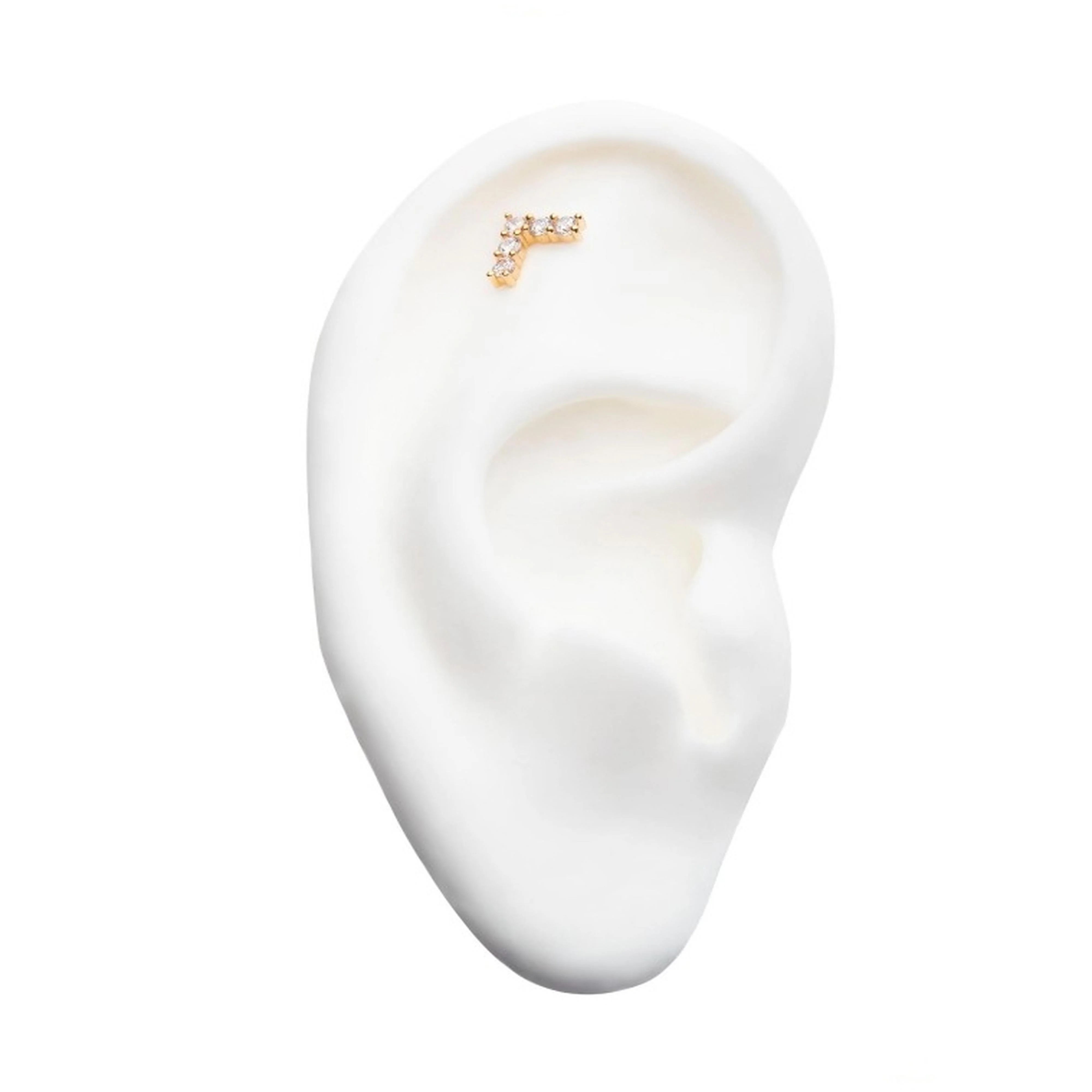 14kt Gold Cusp CZ Threadless Top - Image 3