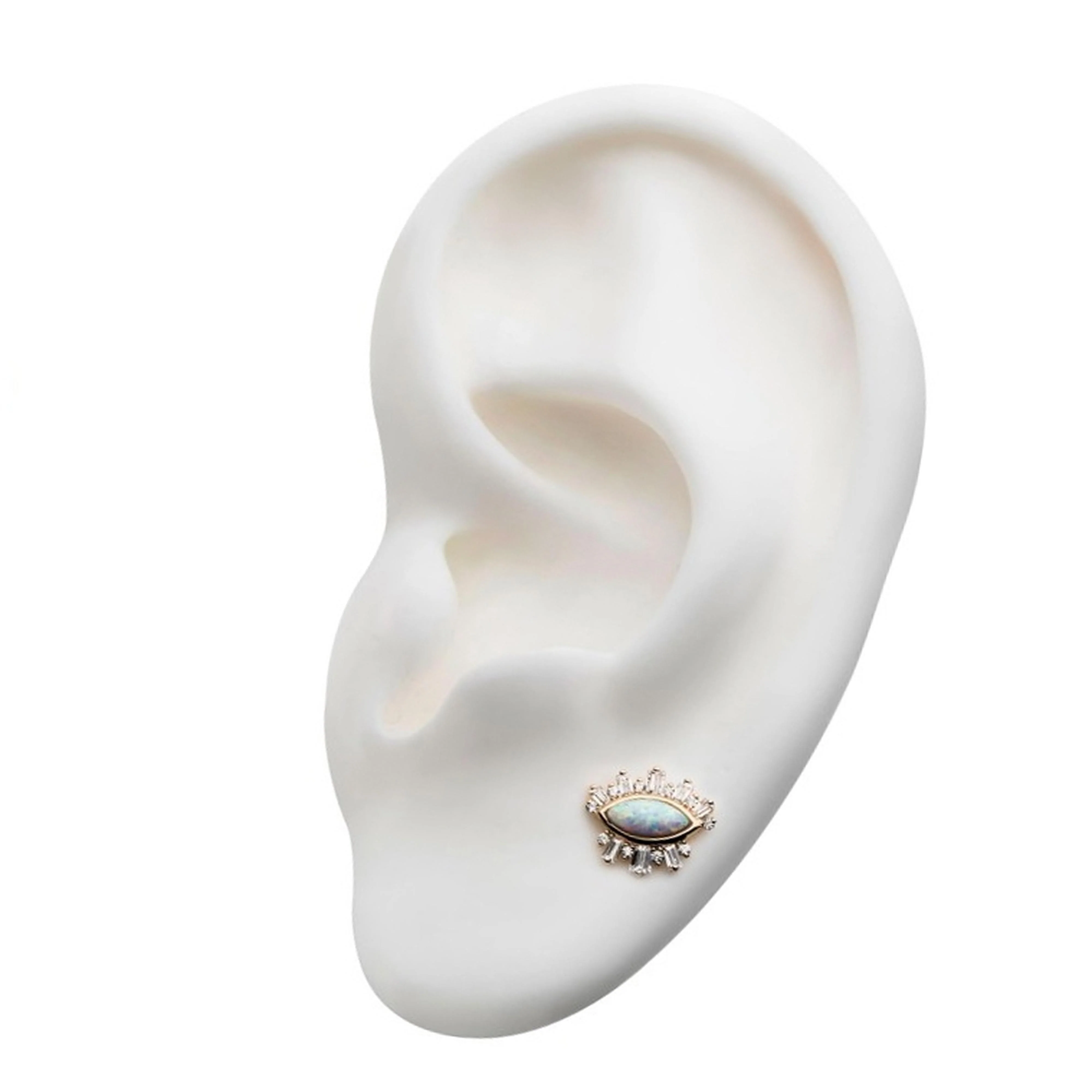 14kt Gold CZ X Opalite Eye Threadless Top - Image 3