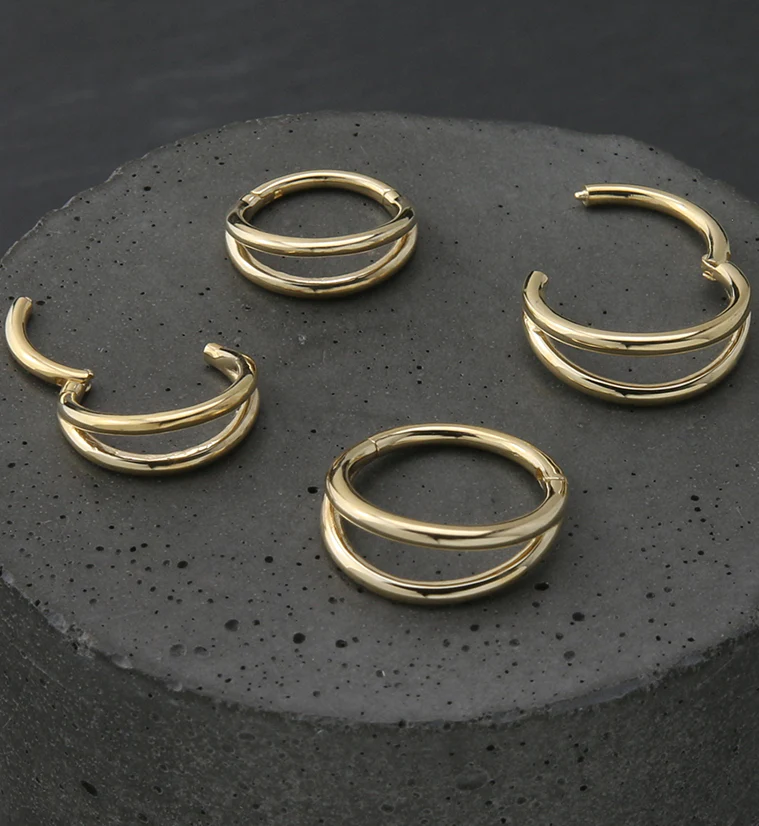 14kt Gold Double Row Hinged Segment Ring - Image 2