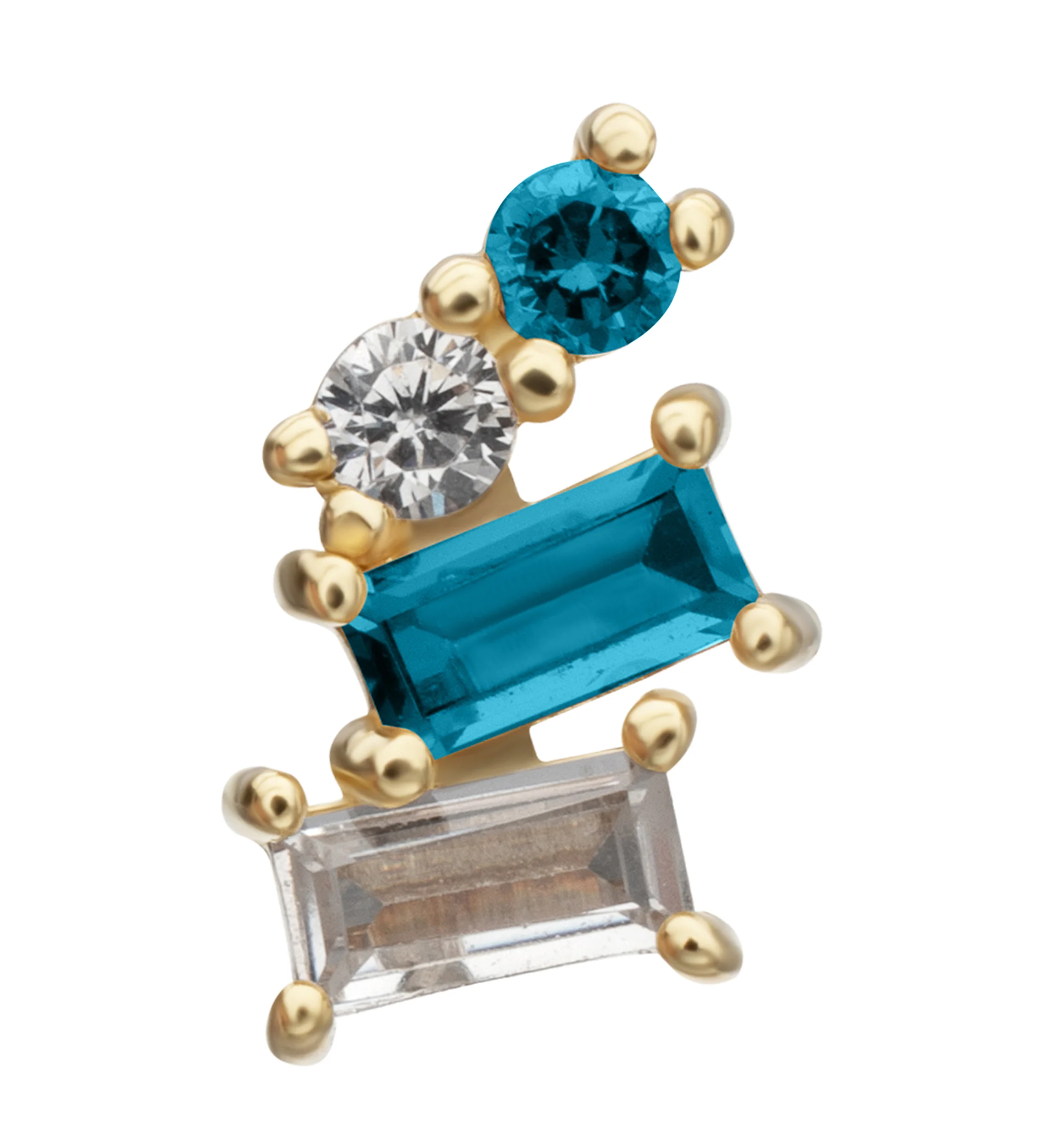 14kt Gold Downpour Aqua CZ Threadless Top