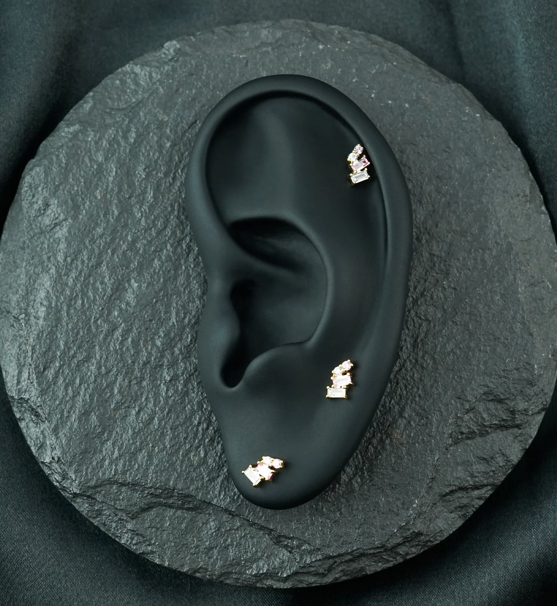 14kt Gold Downpour Pink CZ Threadless Top - Image 2