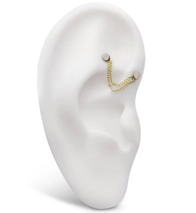 14kt Gold Dual Curb Chain - Image 3
