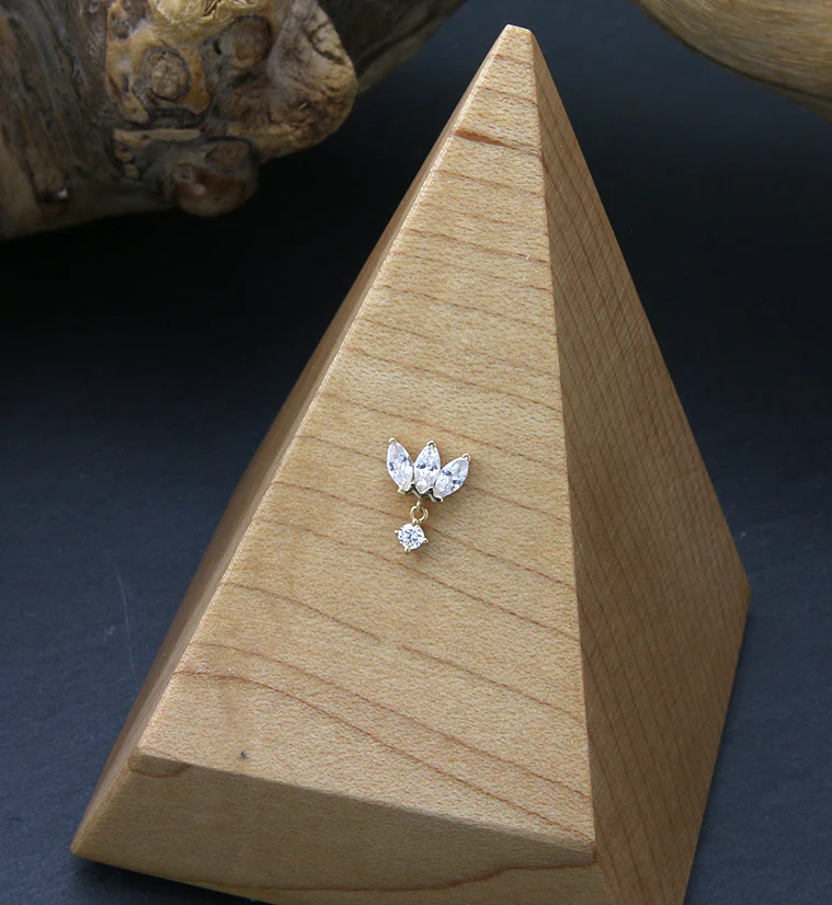 14kt Gold Empress Dangle CZ Threadless Top - Image 2