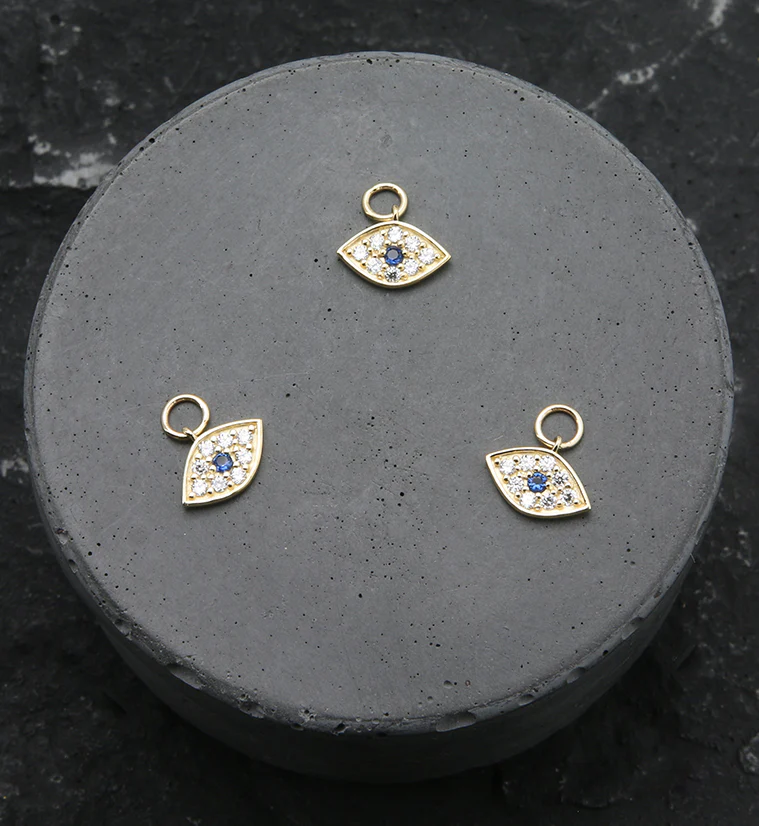 14kt Gold Evil Eye CZ Charm - Image 2