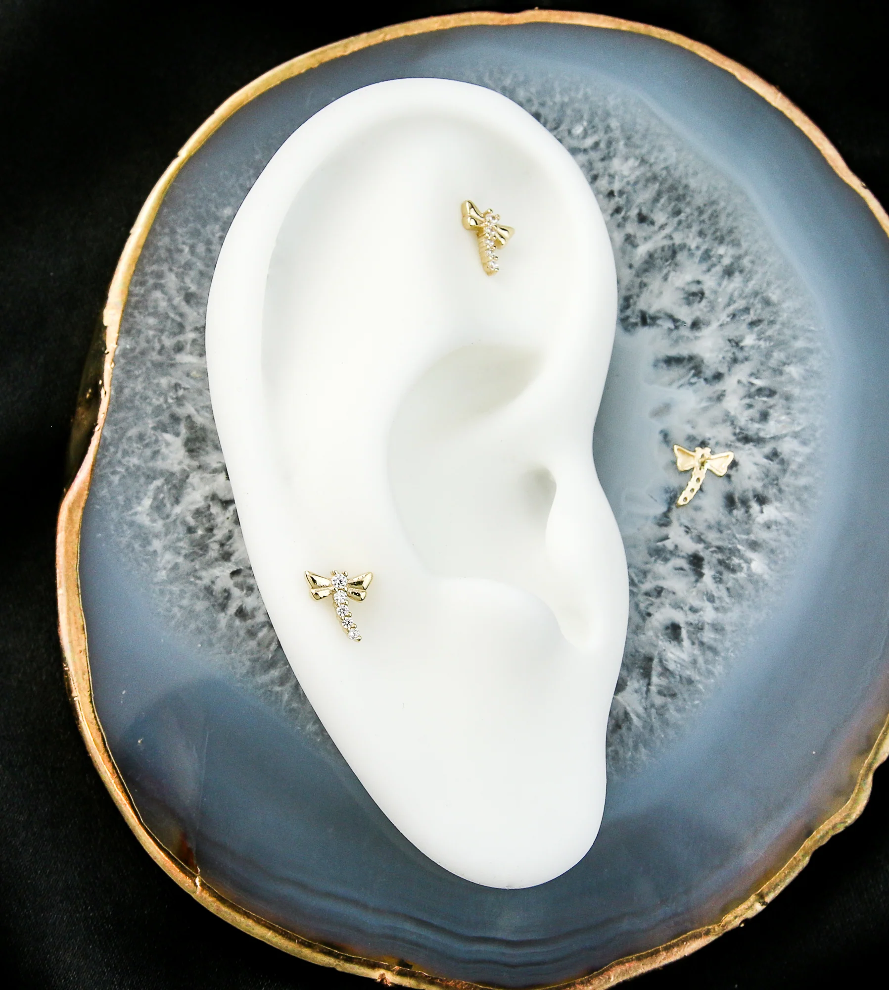 14kt Gold Firefly Clear CZ Threadless Top - Image 2