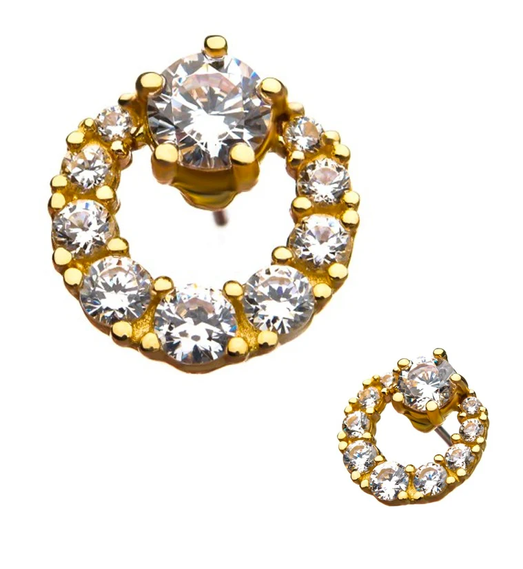 14kt Gold Halation Gem Threadless Top