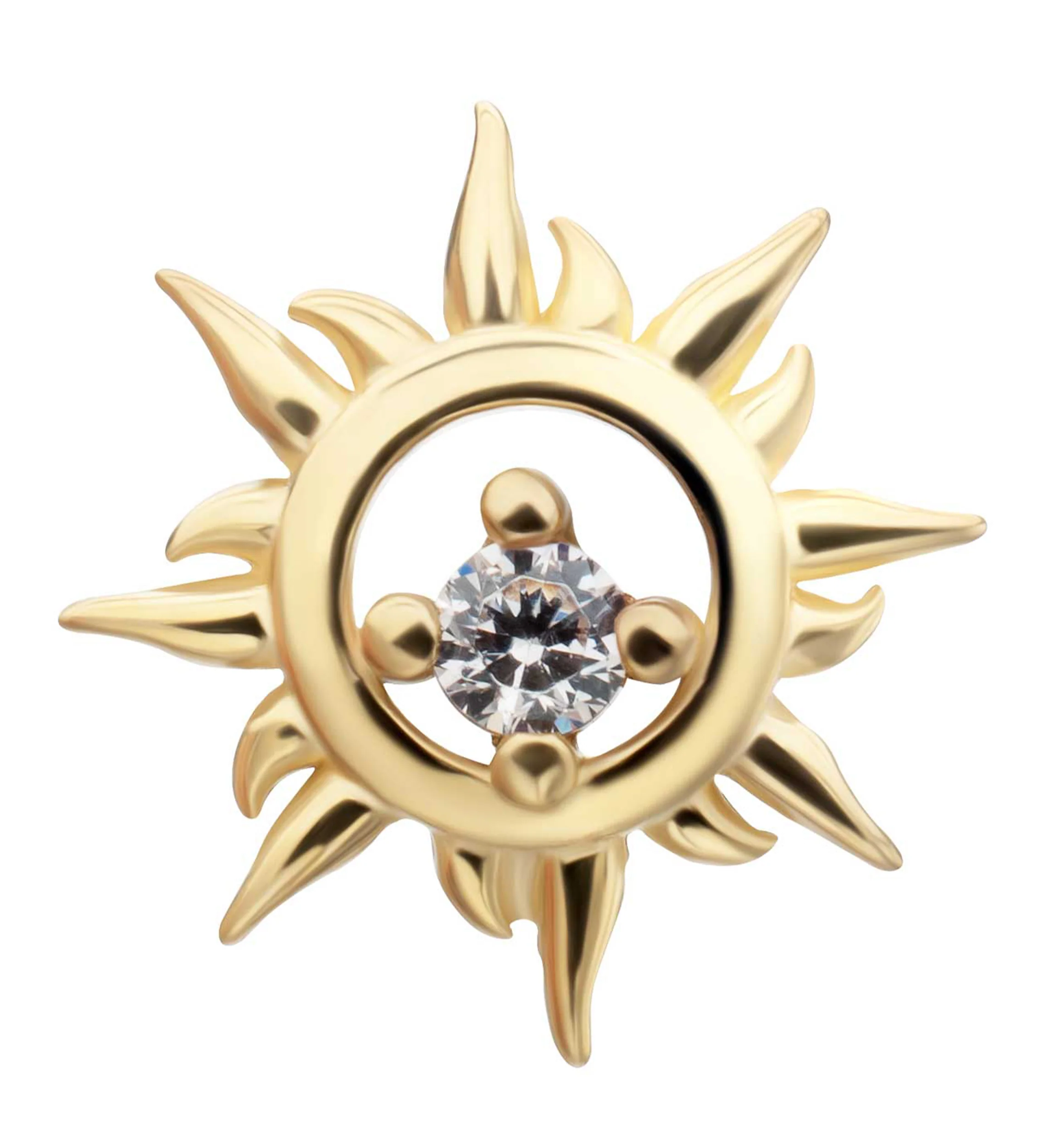 14kt Gold Helios Strike CZ Threadless Top