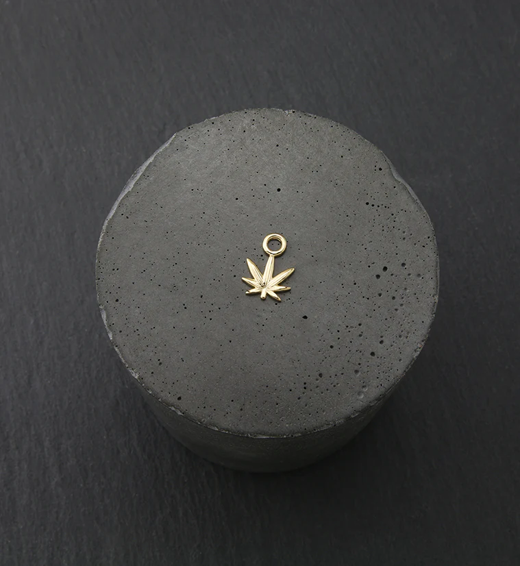 14kt Gold Hemp Leaf Charm - Image 2