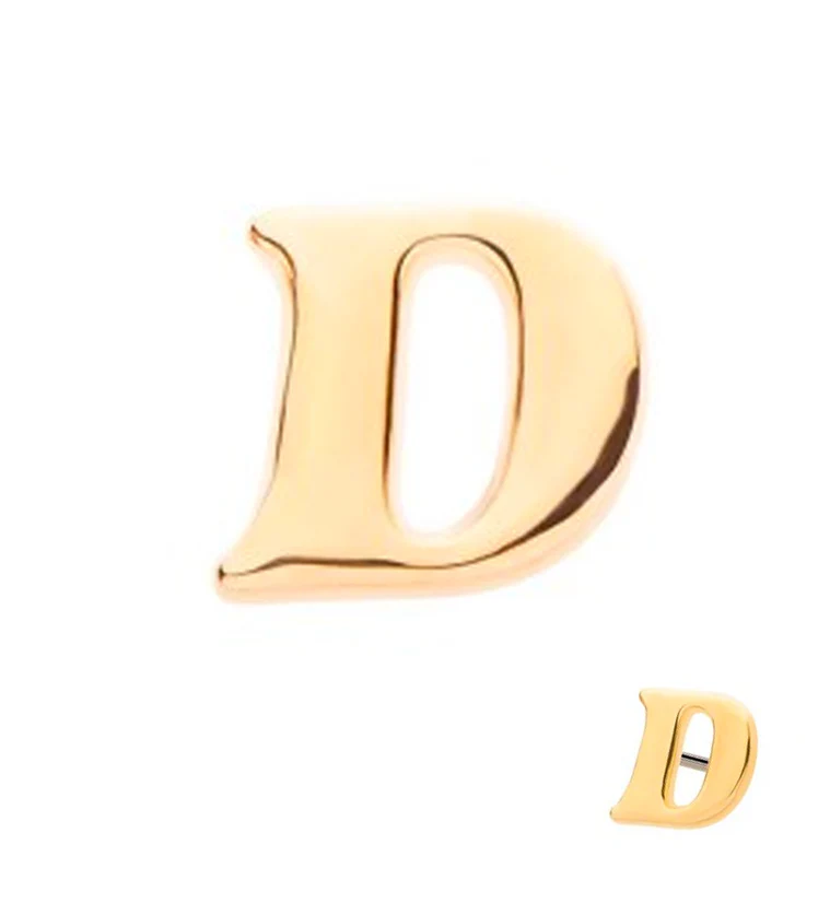 14kt Gold Letter D Threadless Top