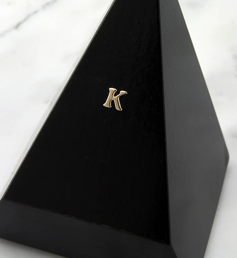 14kt Gold Letter K Threadless Top - Image 2