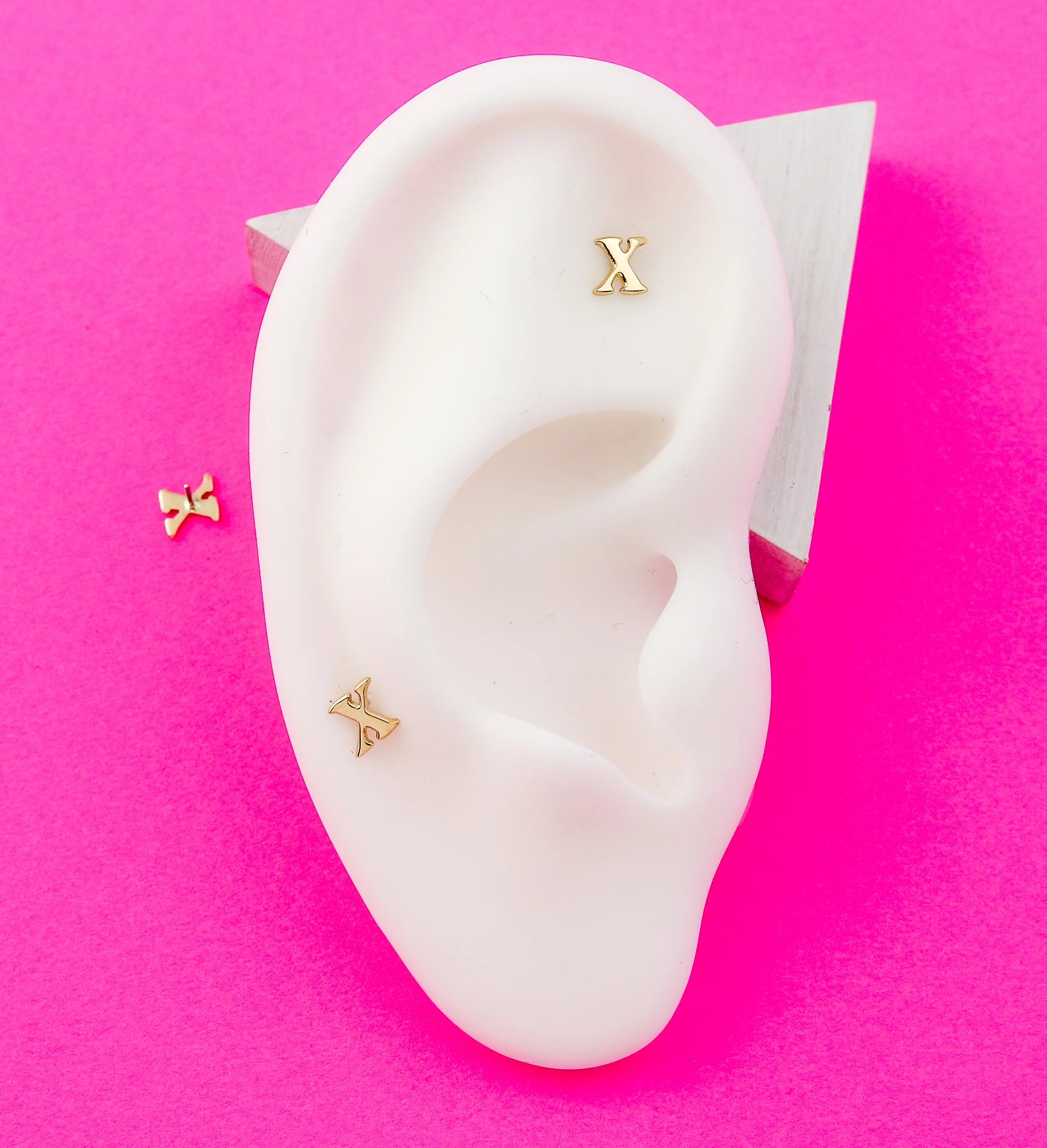 14kt Gold Letter X Threadless Top - Image 2