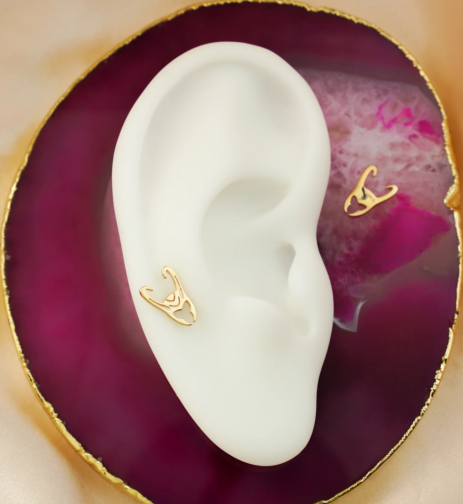 14kt Gold Loki Helmet Threadless Top - Image 2