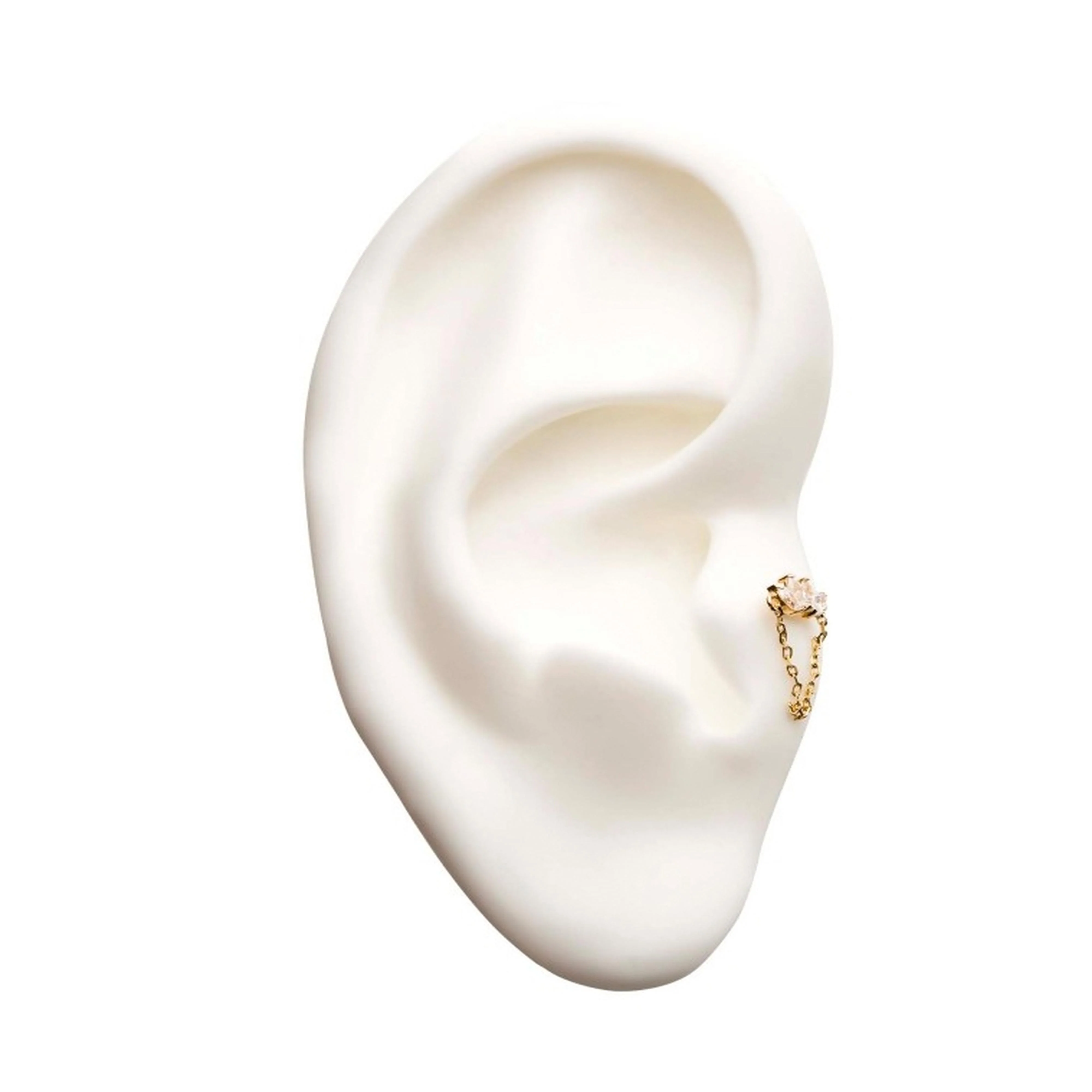 14kt Gold Lotus CZ Chain Threadless Top - Image 3