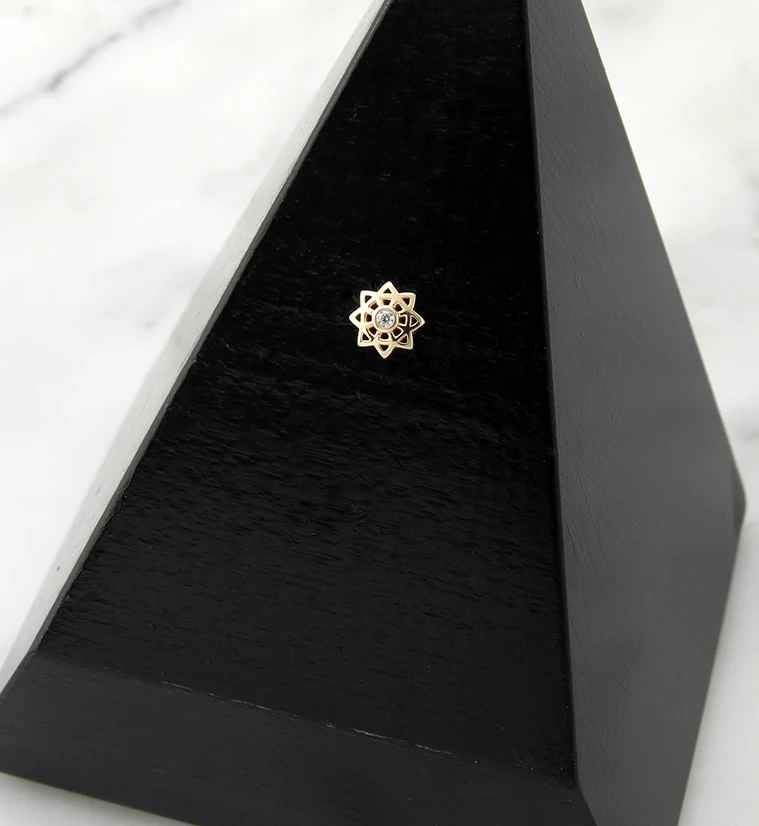14kt Gold Manda Flower CZ Threadless Top - Image 2