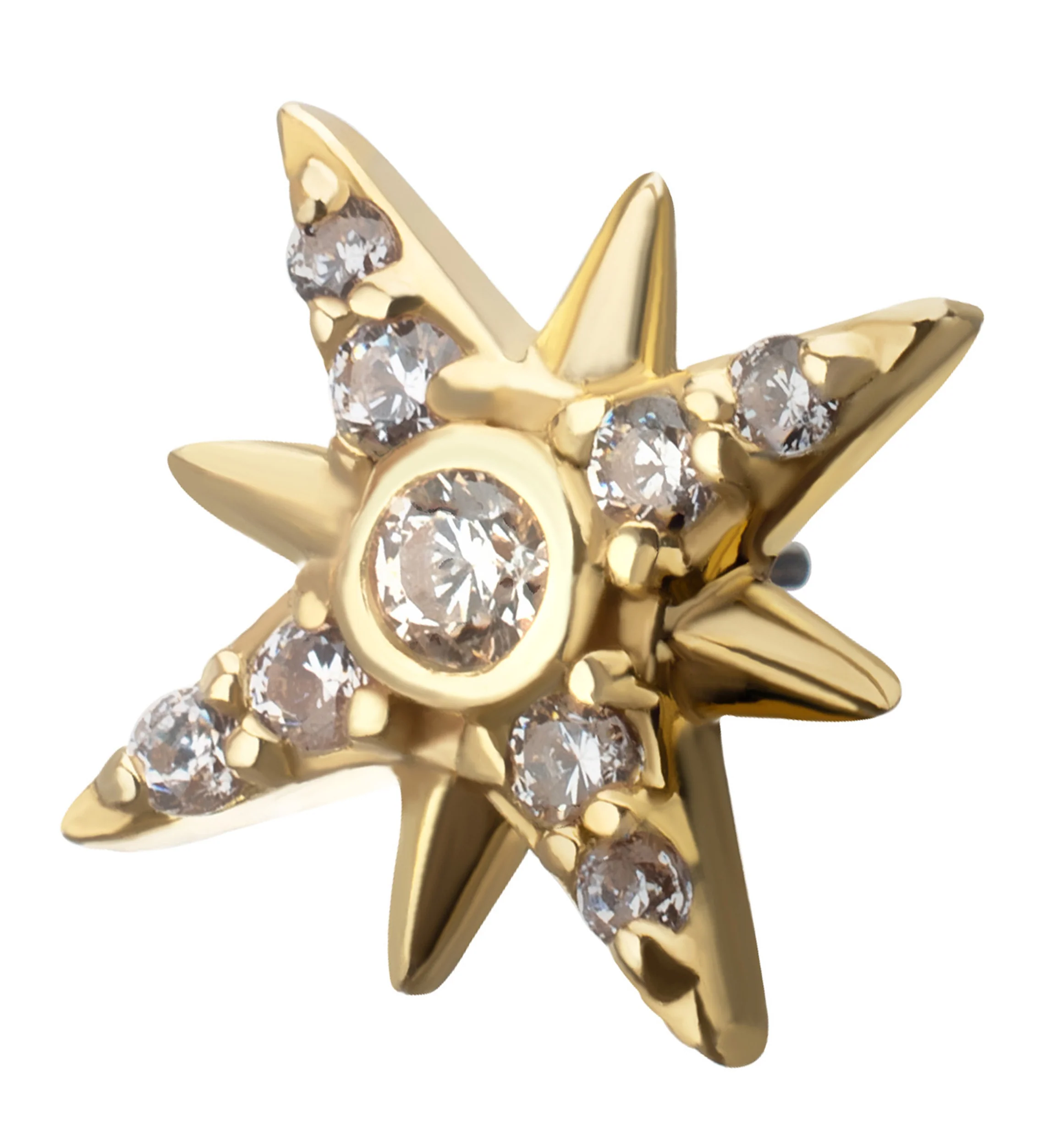14kt Gold Morning Star Clear CZ Threadless Top - Image 3