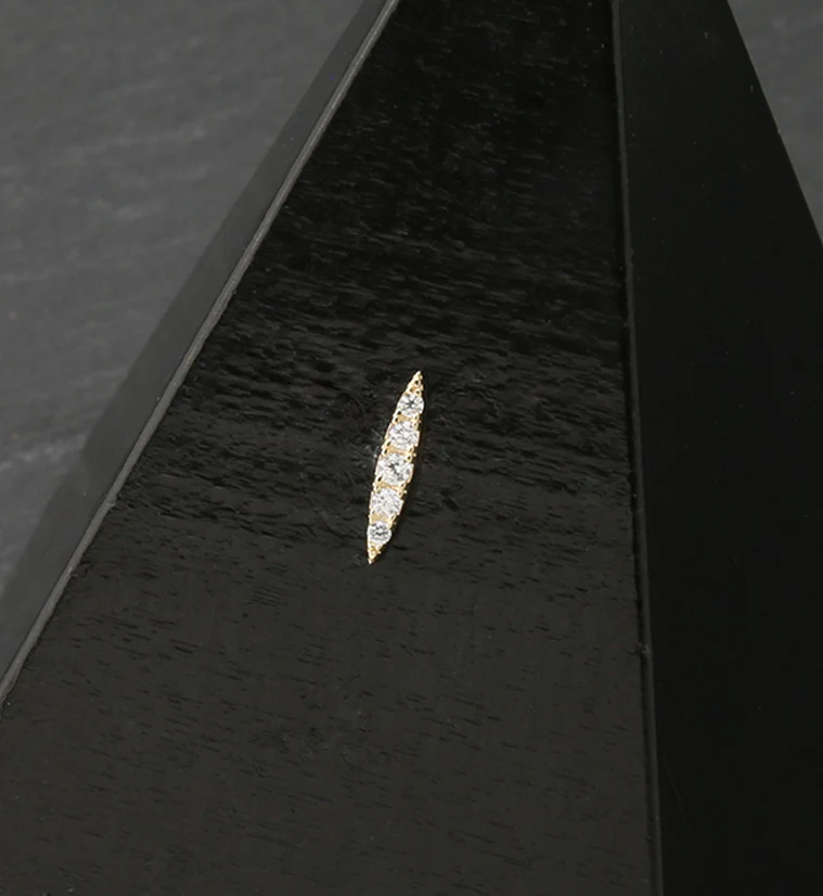 14kt Gold Oblong CZ Threadless Top - Image 2