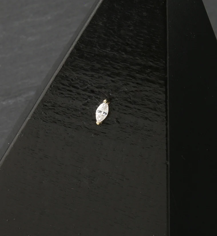 14kt Gold Ovate CZ Threadless Top - Image 2