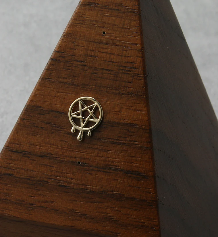 14kt Gold Pentagram Drip Threadless Top - Image 2