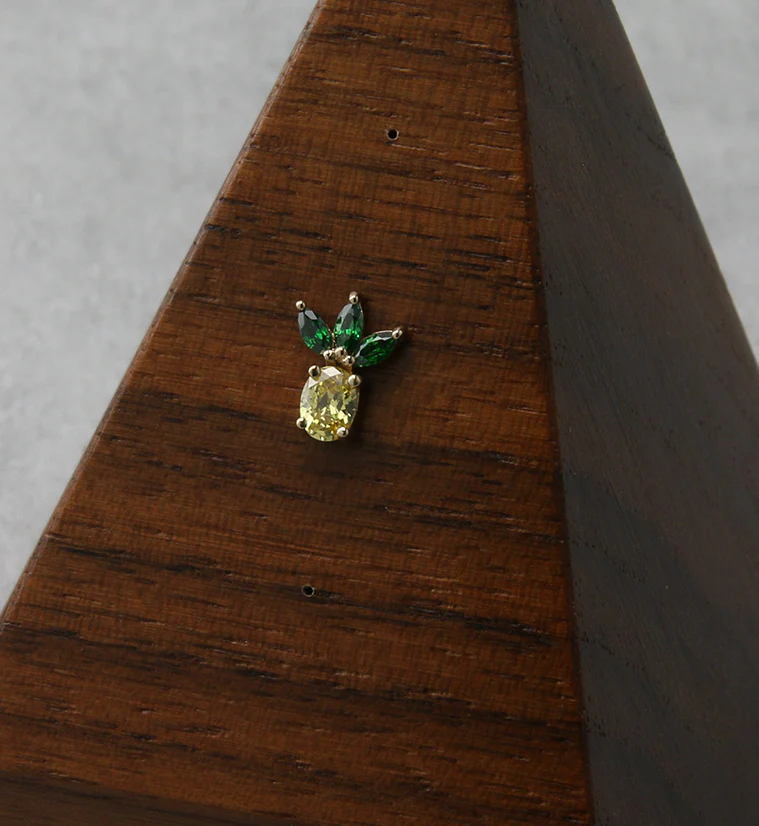 14kt Gold Pineapple CZ Threadless Top - Image 2