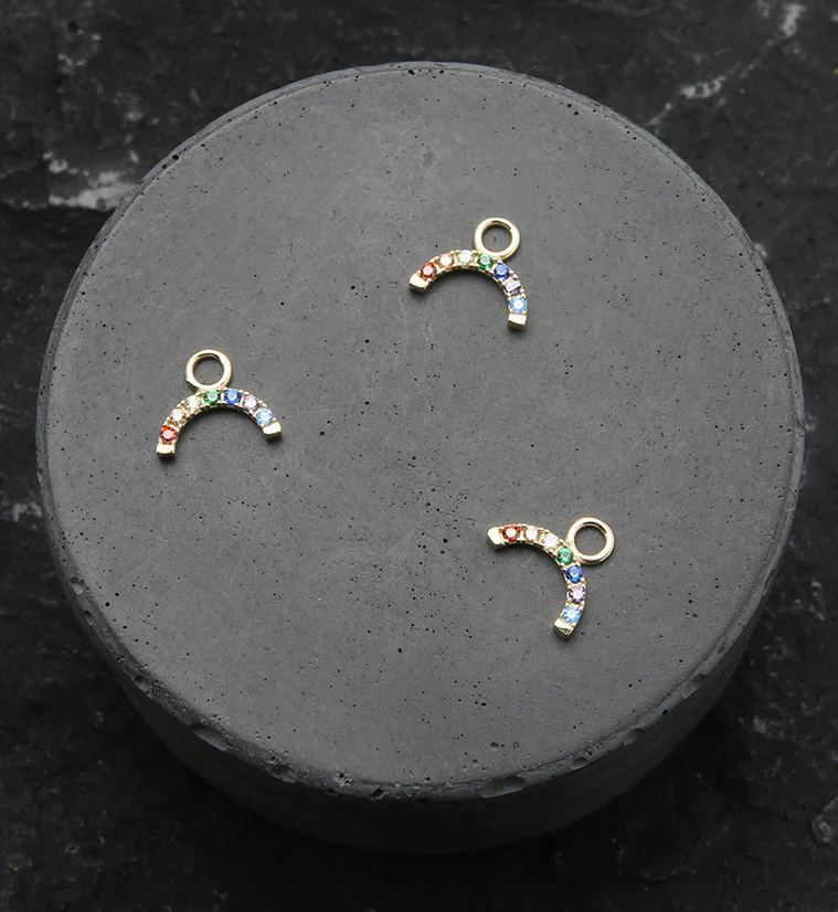 14kt Gold Rainbow Arc CZ Charm - Image 2