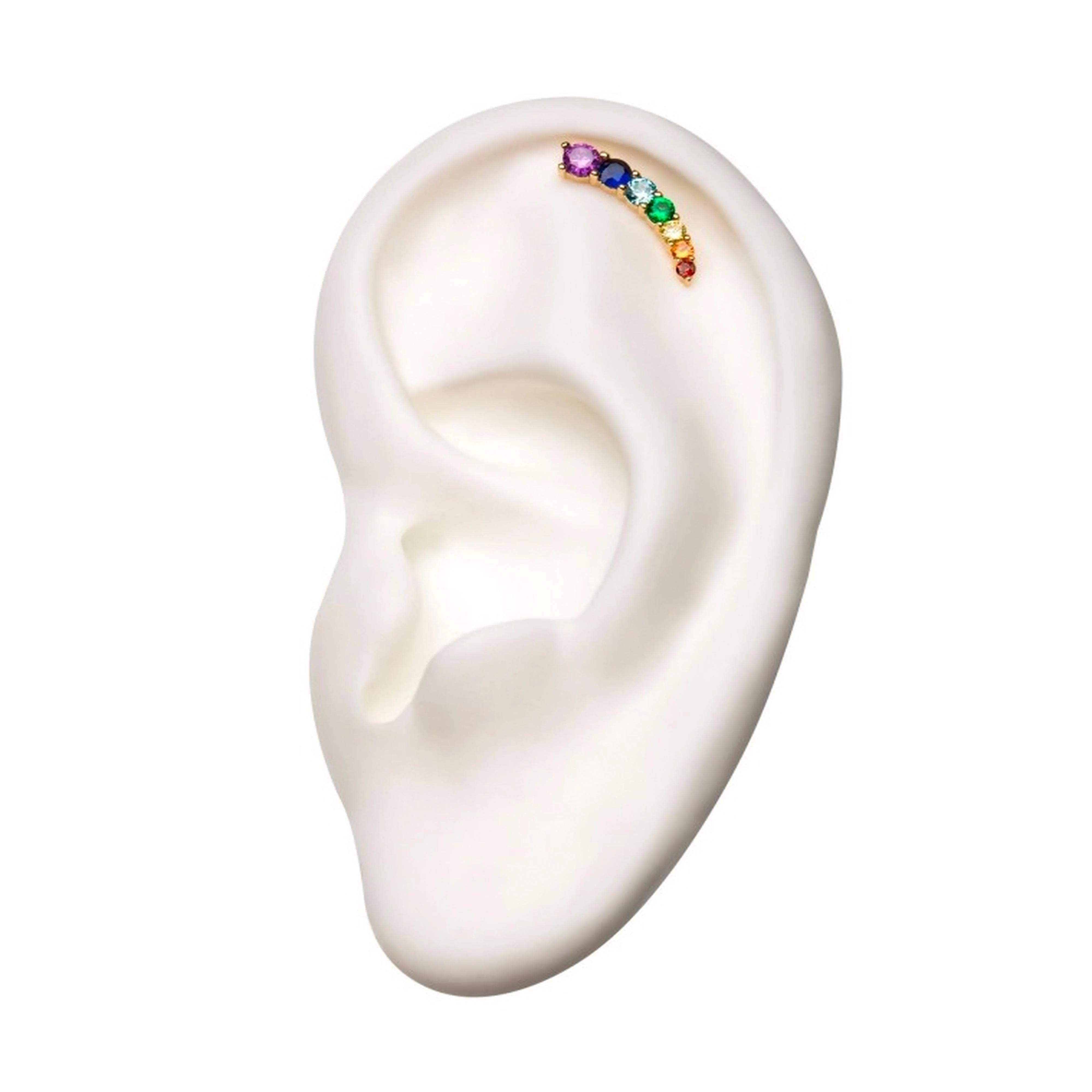 14kt Gold Rainbow CZ Rank Threadless Top - Image 3