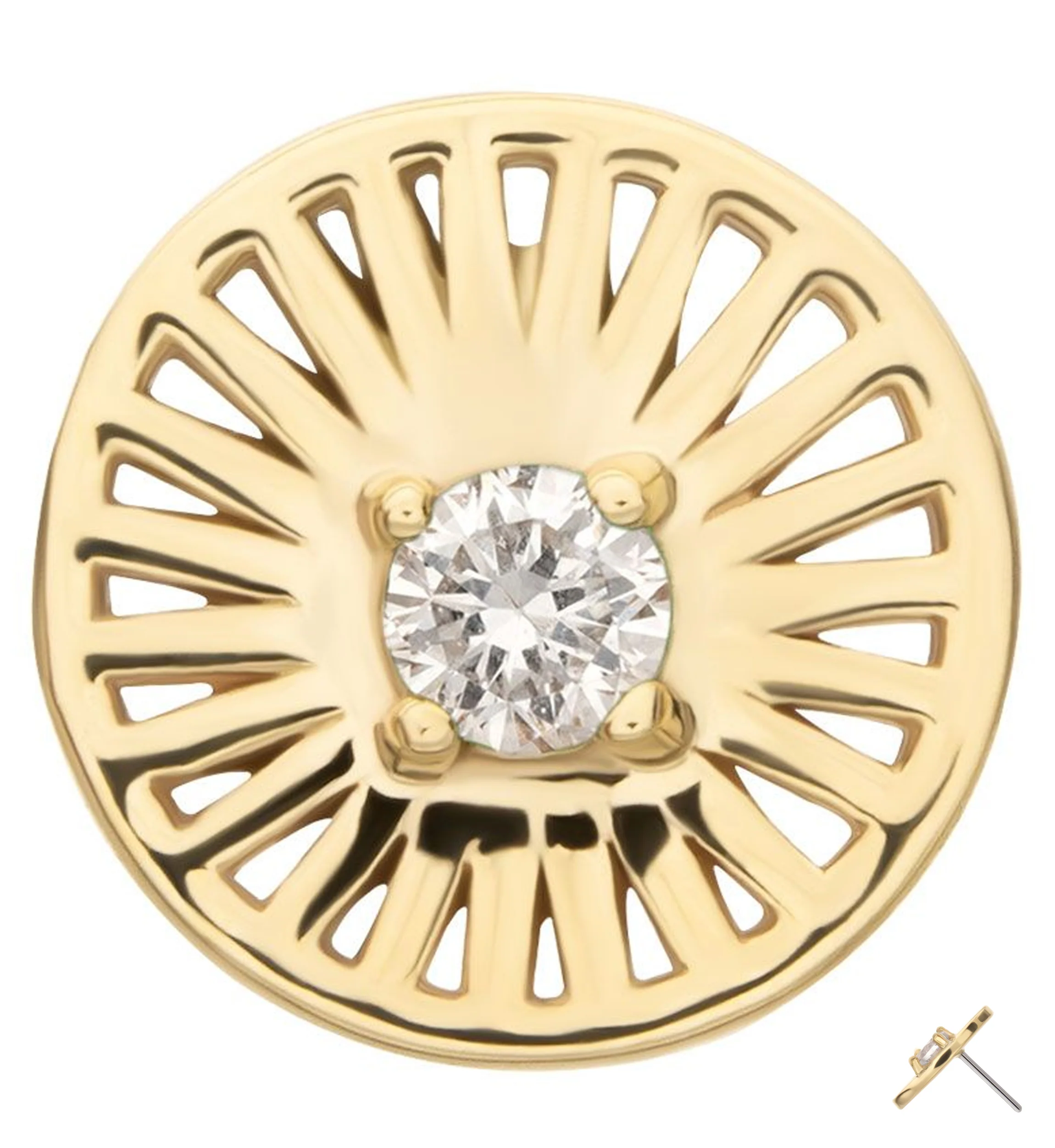 14kt Gold Empire Clear CZ Threadless Top