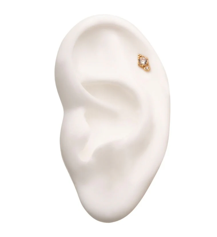 14kt Gold Seer CZ Threadless Top - Image 3