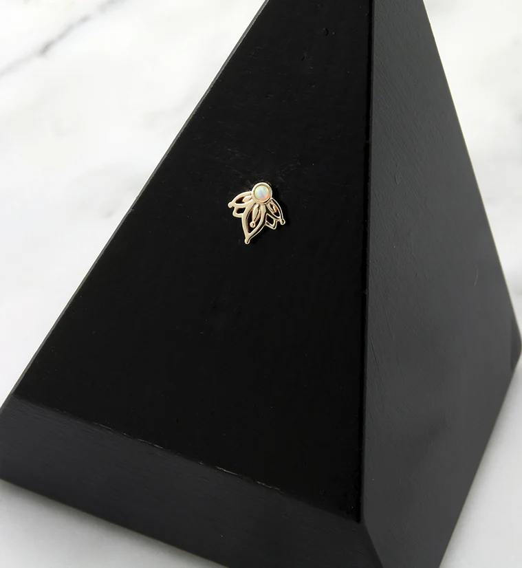 14kt Gold Sepal White Opalite Threadless Top - Image 2