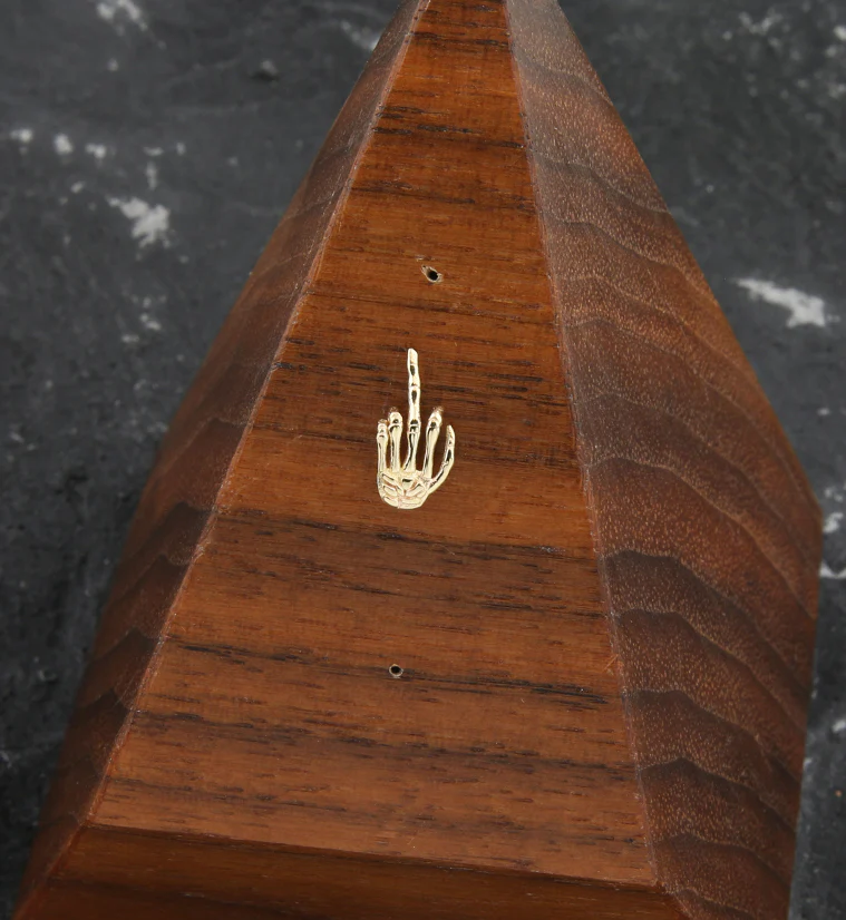 14kt Gold Skeleton Middle Finger Threadless Top - Image 2