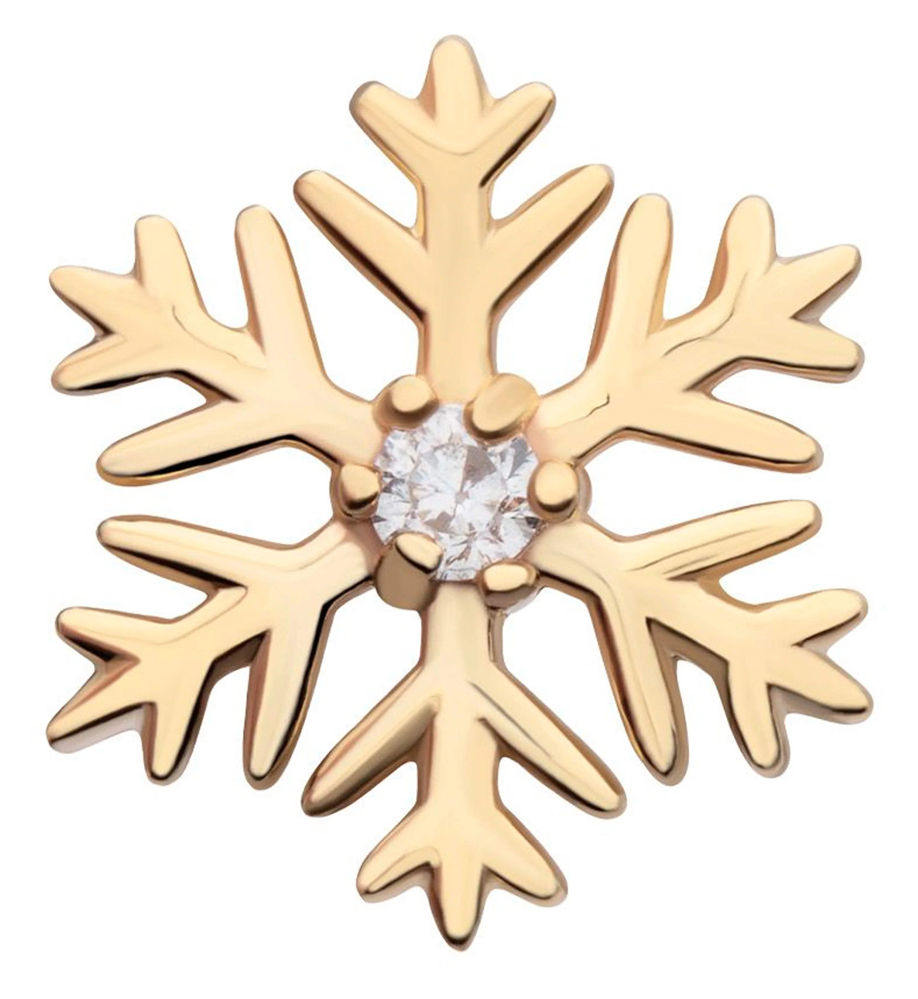 14kt Gold Snowflake Clear CZ Threadless Top